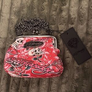 Bedazzled Ed Hardy Skull Clutch